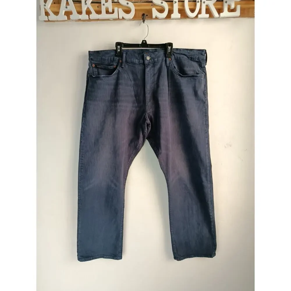 Polo Ralph Lauren Men's Dark The Hampton Relaxed Straight Jeans Zip Size 42 x 30